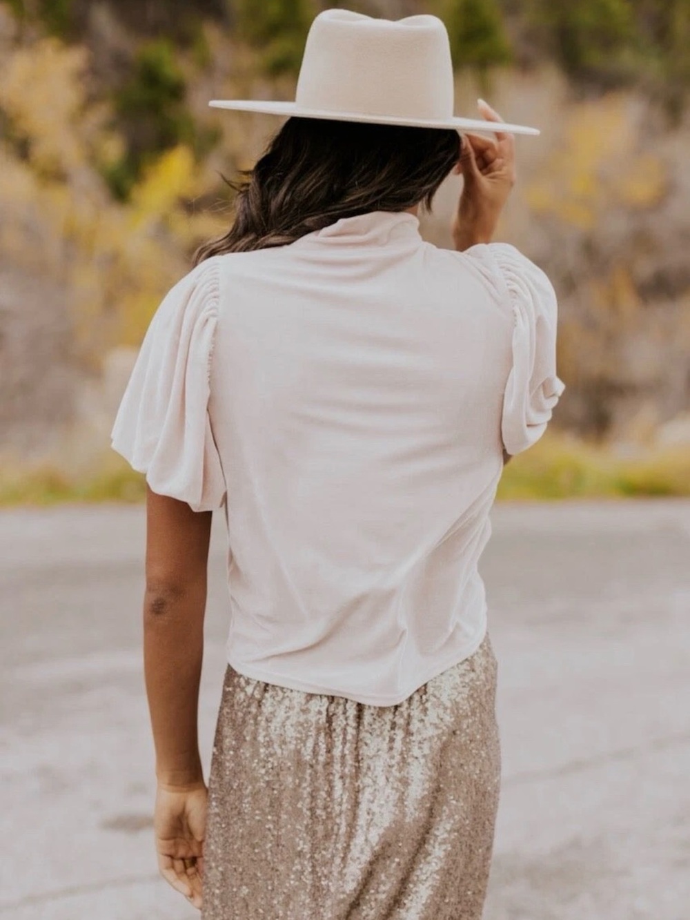FREE PEOPLE Claudia Velvet Mock Neck Blouse Size S - Picture 2 of 14